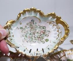 6 Antique Français Limoges Porcelaine Peinte À La Main Réticulate Gilt Serviettes