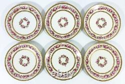 6 Antiques Limoges Wm Guerin France Plaques Roses De Porcelaine Or Incrustées 8 1/2