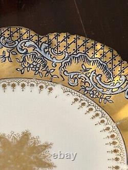 6 Assiettes LS&S Limoges France 6 Peintes à la Main Motif en Spirale Dorure en Or Lourd Burst Starburst