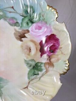 (7) Limoges T & V 8,25 Pouces Plates Handpaintées Avec Des Roses C1905/1907