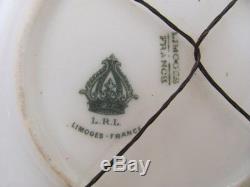 Ancienne Assiette Chargeur De Raisins Limoges Peinte À La Main De 13.5 Lrl Signée Début Des Années 1900