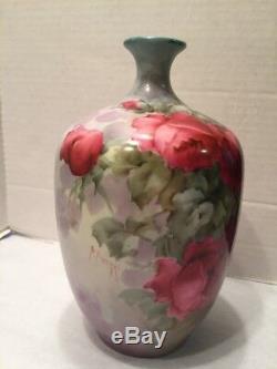 Années 1800, Paul Putzki Signé Jp L Vase En Verre Peint À La Main En Porcelaine De Limoges