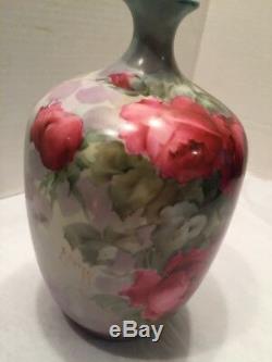 Années 1800, Paul Putzki Signé Jp L Vase En Verre Peint À La Main En Porcelaine De Limoges