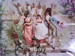Antique Balleroy & Cie Limoges France Christening Party Scene Platter