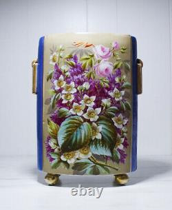 Antique France Limoges Pied De Page En Porcelaine Peint À La Main Vase Planter Jardini