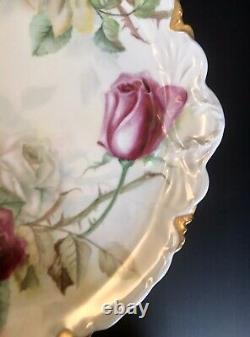 Antique H&c Limoges France Roses Peintes À La Main Chargeur 14d