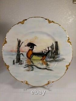 Antique Hand Painted Duck Hc Limoges France 9.5 Porcelaine Plaque