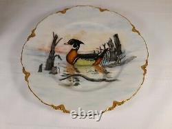 Antique Hand Painted Duck Hc Limoges France 9.5 Porcelaine Plaque