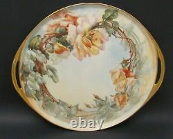 Antique Hand Painted Large 15 1/4 Limoges Haviland Roses Tray 1900