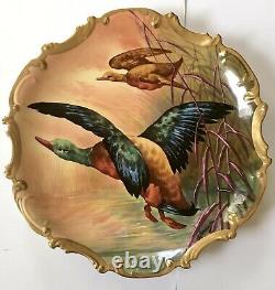Antique Limoges Coronet 15 Game Bird Charger Artiste Peint À La Main Broussillon