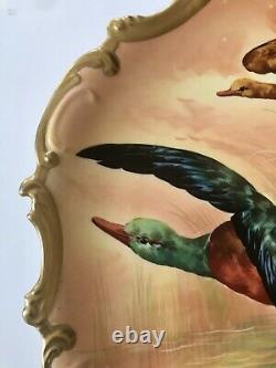 Antique Limoges Coronet 15 Game Bird Charger Artiste Peint À La Main Broussillon