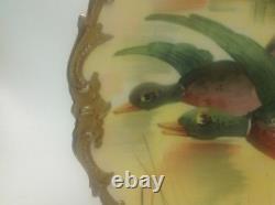 Antique Limoges Coronet Game Bird Charger Plaque Peinte À La Main Signé Guisoye