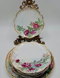 Antique Limoges France Hand Painted Rose Platter Set De 7