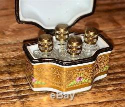 Antique Limoges Parfum En Porcelaine Peinte À La Main Parfum Coffret Cadeau