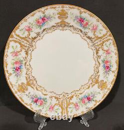 Antique Limoges Plaque De Porcelaine Roses Peintes À La Main Or William Guerin France #5