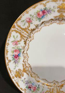 Antique Limoges Plaque De Porcelaine Roses Peintes À La Main Or William Guerin France #5