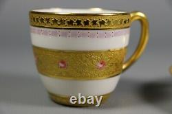 Antique Maine Peintée Porcelaire Français Limoges Coupe De Thée Et De Souure Gold Incroduted