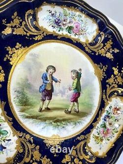 Antique Porcelaine Hand Painted Limoges Plate, Bowl Milieu Du 18ème Siècle Franse