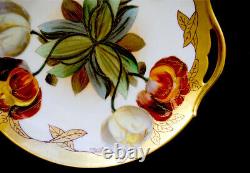 Antique Tv Limoges Pickard Chine Peint À La Mainporcelaine Cake Plate Tulipes Rare