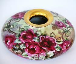 Antique Vienne Autriche Main 12,5 Painted Roses Squat Vase