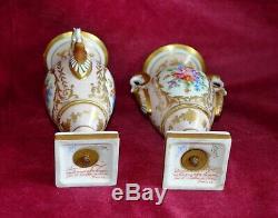 Antique Vintage Porcelaine De Limoges Double Handled Piédestal Urne Vases Peints À La Main