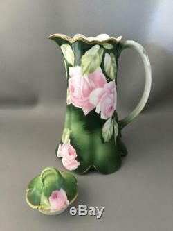 Antique Vtg Rosenthal Peint À La Main Rose Roses Porcelaine Café Chocolat Pot