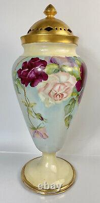Antique W. Guerin Limoges France Potpourri Lidded Vase Peint À La Main 15
