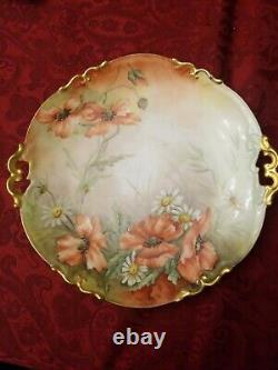 Antiquités Limoges Ak Hand Painted 10 Cake Plate