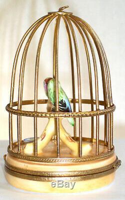 Artoria Limoges Perroquets À Golden Cage-box Trinket, # 1005 Peint À La Main Et Signée