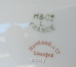 Assiette Haviland Limoges à motif de feuilles en or rose, peinte à la main, modèle Cleo