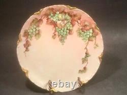 Assiette Haviland Limoges peinte à la main avec raisins et feuilles