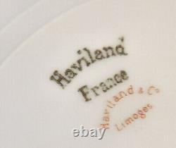 Assiette à double bordure en or Haviland Limoges avec des roses roses H1599