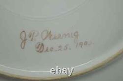 Assiette charger JP Limoges peinte à la main signée JP Wernig avec clematis violette et blanche et dorée