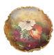 Assiette Chargeur Peinte à La Main Avec Couronne Antique Limoges, Signée Par L'artiste Floral, 11 Rare