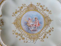 Assiette de cabinet Limoges Couronne de Chérubins, Lourde dorure, 9,5 pouces, Magnifiquement peinte à la main