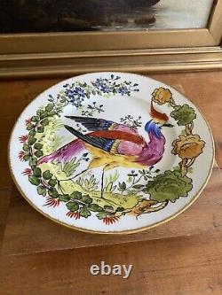 Assiette de cabinet peinte à la main AHRENFELDT LIMOGES CHELSEA BIRD Antique 1894-1930
