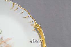 Assiette de charge de 12 pouces GDM Limoges peinte à la main avec des chérubins dans les nuages et en or