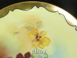 Assiette florale peinte à la main avec accents en or de GDA Limoges Pickard par E. Challinor 8.5