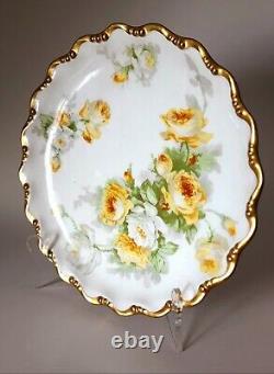 Assiette jaune à la main peinte Limoges de George Borgfeldt, vers 1906-1920