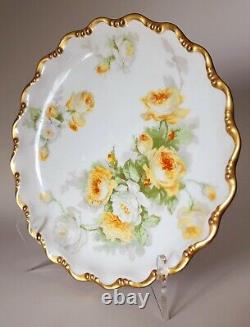 Assiette jaune à la main peinte Limoges de George Borgfeldt, vers 1906-1920