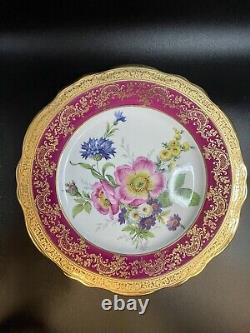 Assiette peinte à la main de Limoges de 10 pouces rose