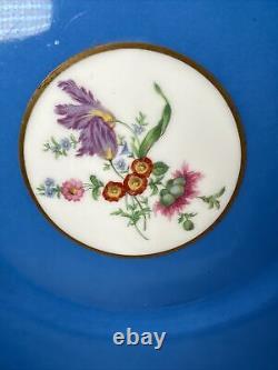 Assiettes Tressemanes & Vogt T&V Limoges Bleu & Or à Médaillon Floral - Ensemble de 5