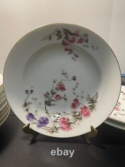 Assiettes à soupe aux fleurs CH Fields Haviland Limoges Antique de 1880 à 1900