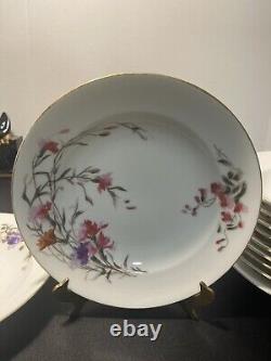 Assiettes à soupe aux fleurs CH Fields Haviland Limoges Antique de 1880 à 1900