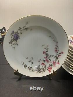 Assiettes à soupe aux fleurs CH Fields Haviland Limoges Antique de 1880 à 1900