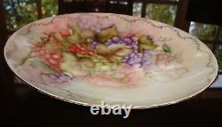 Bavaria H&co Hand Painted Large Signed Bowl Plate Centerpiece, Grapes, 13 1/2