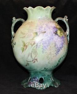 Belle Grande Decores Jp / L Limoges Vase 11 1/2 Lilacs