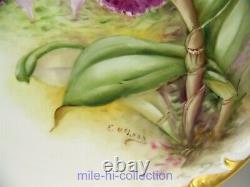 Belle Limoges Peinture À La Main Orchidées 12 Charger Cake Plate Artist E. Mclean