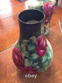 Belleek Willets Limoge Rose Hand Peint Grand Vase