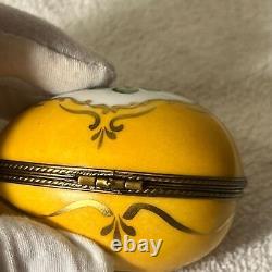 Boîte à bijoux en forme d'œuf peinte à la main de style vintage Limoges
